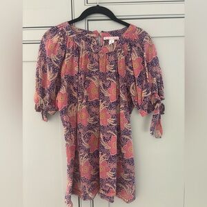 Banjanan cotton top with puff sleeves NWOT sz XS